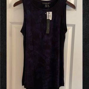 Tahari Knit Tie Dye Tank Top - NWT - Size Small - Blue/Black